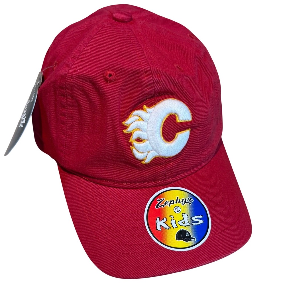 Zephyr Calgary Flames Kids Hat Red NHL Baseball Cap Adjustable Cotton Red